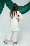 Girls Summer Clothing | White & Gold | Casual Plus 3 Piece Suit  | Cotton Lawn Glitter Print | GBD-03515
