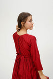Girls Formal Dress | Maroon & Gold | Formal 3 Piece Suit  | Viscose Chambray Katan | GDD-03566