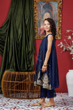 Kids formal clothes | Navy Blue & Gold | Formal 3 Piece Suit | Viscose Raw-Silk | KDD-03156