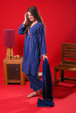 Girls Eid Dress | Blue & Multicolor | Casual Plus 3 Piece Suit  | Cotton Dobby | GBD-03349