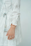 Kids Casual Dress | White & Silver | Casual 3 Piece Suit | Cotton Lawn Glitter Print | KBD-03512
