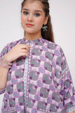 Girls Winter Dress | Purple & Multicolor | Casual 2 Piece Suit  | Cotton Khaddar Print | GAC-03580