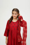 Girls Formal Dress | Maroon & Gold | Formal 3 Piece Suit  | Viscose Chambray Katan | GDD-03566