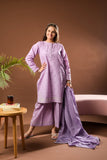 Girls Eid Dress | Purple & Multicolor | Casual Plus 3 Piece Suit  | Cotton Dobby | GBD-03385