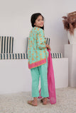 KBD-02979 | Sea Green & Gold | Casual Plus 3 Piece Suit | Cotton Dobby Gold Print