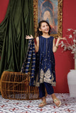 Kids formal clothes | Navy Blue & Gold | Formal 3 Piece Suit | Viscose Raw-Silk | KDD-03156