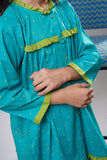 Kids Eid Dress | S.Green & Multicolor | Casual 2 Piece Suit | Cotton Plain Cambric | KAC-03263