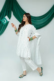 Girls Summer Clothing | White & Silver | Casual Plus 3 Piece Suit  | Cotton Lawn Glitter Print | GBD-03514