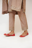 Women Casual Dress | Brown & Gold | Casual Plus 3 Piece Suit | Cotton Plain with Banarsi Borders | LBD-03454
