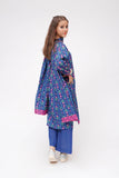 Girls Winter Dress | Navy Blue & Multicolor | Casual 3 Piece Suit  | Cotton Karandi Printed | GAD-03634