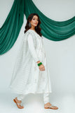 Women Casual Dress | White & Silver | Casual 3 Piece Suit | Cotton Plain Emb | LAD-03524