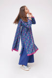 Girls Winter Dress | Navy Blue & Multicolor | Casual 3 Piece Suit  | Cotton Karandi Printed | GAD-03634