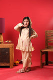 Kids Eid Dress | Beige & Multicolor | Casual 2 Piece Suit | Cotton Plain Cambric | KAC-03275