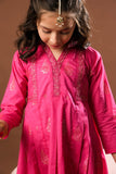 Kids Eid Dress | Shocking Pink | Casual Plus 3 Piece Suit | Cotton Glitter Printed | KBD-03391