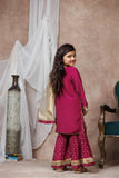 KDD-03074 | Magenta & Gold | Formal 3 Piece Suit | Viscose Raw-Silk