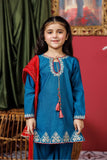 KDD-03071 | Turquoise Blue & Golden | Formal 3 Piece Suit | Viscose Chambray Katan