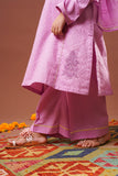 Kids Eid Dress | Pink & Gold | Casual Plus 3 Piece Suit | Cotton Jacquard Masuri | KBD-03316