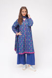 Girls Winter Dress | Navy Blue & Multicolor | Casual 3 Piece Suit  | Cotton Karandi Printed | GAD-03634