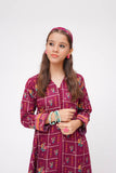 Girls Winter Dress | Magenta & Multicolor | Casual 3 Piece Suit  | Cotton Karandi Printed | GAD-03645