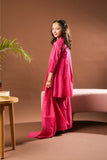 Kids Eid Dress | Shocking Pink | Casual Plus 3 Piece Suit | Cotton Glitter Printed | KBD-03391