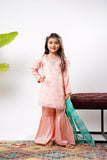 Kids formal clothes | Pink & Multicolor | Formal 3 Piece Suit | Viscose Raw Silk | KDD-03282
