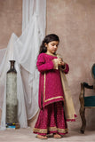 KDD-03074 | Magenta & Gold | Formal 3 Piece Suit | Viscose Raw-Silk