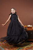 Ladies formal dress | Black & Gold | formal 3 Piece suit | Viscose Chambray Katan | KDD-03095