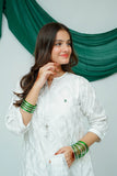 Girls Summer Clothing | White & Silver | Casual Plus 3 Piece Suit  | Cotton Lawn Glitter Print | GBD-03514