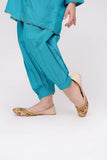 Kids Winter dress | Turquoise Green & Multicolor | Casual 3 Piece Suit | Cotton Masuri Karandi | KAD-03607