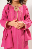 Kids winter clothes | Shocking Pink & Gold | Casual 3 Piece Suit | Cotton Karandi Dobby  | KAD-03218