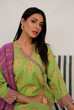 LBD-03021 | Parrot Green & Multicolor | Casual Plus 3 Piece Suit | Cotton Dye over Gold Print