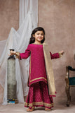 KDD-03074 | Magenta & Gold | Formal 3 Piece Suit | Viscose Raw-Silk