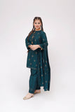 Girls Winter Dress | Turquoise Green & Multicolor | Casual 3 Piece Suit  | Viscose Yarn Dyed Jacquard | GAD-03693