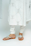 Women Casual Dress | White & Silver | Casual 3 Piece Suit | Cotton Plain Emb | LAD-03524