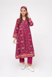 Girls Winter Dress | Magenta & Multicolor | Casual 3 Piece Suit  | Cotton Karandi Printed | GAD-03645