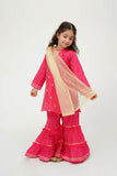 Winter Formal Dress | Shocking Pink & Gold | Formal 3 Piece suit | Viscose Raw-Silk | KDD-03625