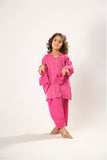 Kids winter clothes | Shocking Pink & Gold | Casual 3 Piece Suit | Cotton Karandi Dobby  | KAD-03218