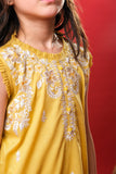 Kids Eid Dress | Mustard & Multicolor | Casual Plus 3 Piece suit | Cotton Plain | KBD-03325