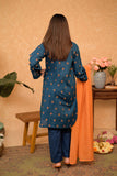 LAD-02919 | Blue & Orange | Casual 3 Piece Suit | Cotton Jacquard