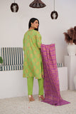 LBD-03021 | Parrot Green & Multicolor | Casual Plus 3 Piece Suit | Cotton Dye over Gold Print