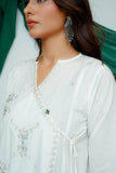Women Casual Dress | White & Silver | Casual 3 Piece Suit | Cotton Plain Emb | LAD-03524