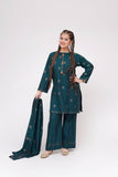 Girls Winter Dress | Turquoise Green & Multicolor | Casual 3 Piece Suit  | Viscose Yarn Dyed Jacquard | GAD-03693