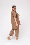 Girls Winter Dress | Light Brown | Casual 2 Piece Suit  | Cotton Khaddar Self Dobby | GAC-03610