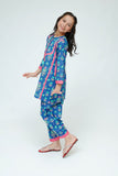 Kids Casual Dress | Blue & MultiColor | casual 2 Piece Suit | Cotton Digital Lawn Printed | KAC-03542