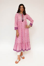 Women Eid Dress | Pink & Multicolor | Casual Maxi | Cotton Lawn Printed | LAA-03486