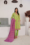 LBD-03021 | Parrot Green & Multicolor | Casual Plus 3 Piece Suit | Cotton Dye over Gold Print