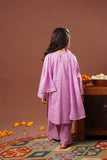 Kids Eid Dress | Pink & Gold | Casual Plus 3 Piece Suit | Cotton Jacquard Masuri | KBD-03316
