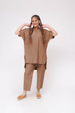 Girls Winter Dress | Light Brown | Casual 2 Piece Suit  | Cotton Khaddar Self Dobby | GAC-03610