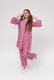 Girls Winter Dress | Magenta & Multicolor | Casual 2 Piece Suit  | Cotton Khaddar Print | GAC-03577