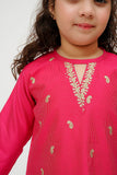 Winter Formal Dress | Shocking Pink & Gold | Formal 3 Piece suit | Viscose Raw-Silk | KDD-03625